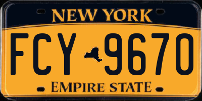 NY license plate FCY9670
