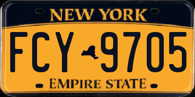 NY license plate FCY9705