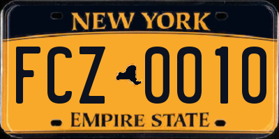 NY license plate FCZ0010
