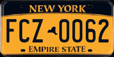 NY license plate FCZ0062