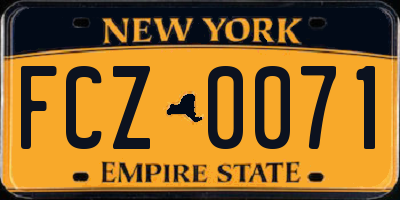 NY license plate FCZ0071
