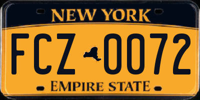 NY license plate FCZ0072