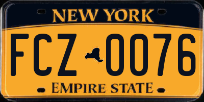 NY license plate FCZ0076