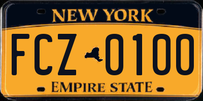NY license plate FCZ0100