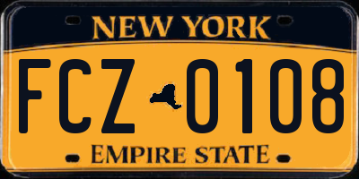 NY license plate FCZ0108