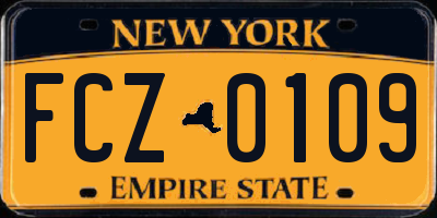NY license plate FCZ0109