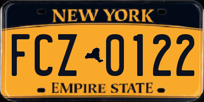 NY license plate FCZ0122