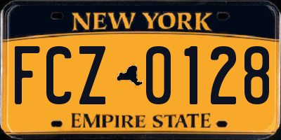 NY license plate FCZ0128