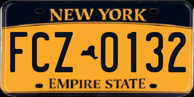 NY license plate FCZ0132
