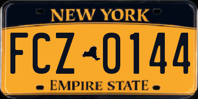 NY license plate FCZ0144