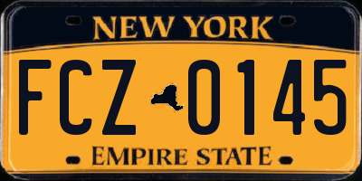 NY license plate FCZ0145