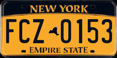 NY license plate FCZ0153