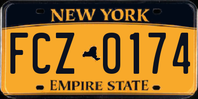 NY license plate FCZ0174