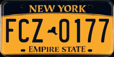 NY license plate FCZ0177