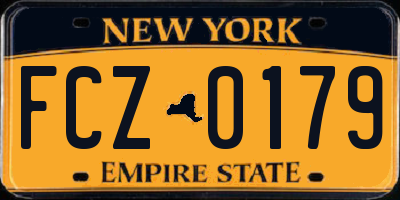 NY license plate FCZ0179