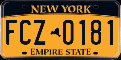 NY license plate FCZ0181