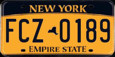 NY license plate FCZ0189