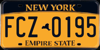 NY license plate FCZ0195