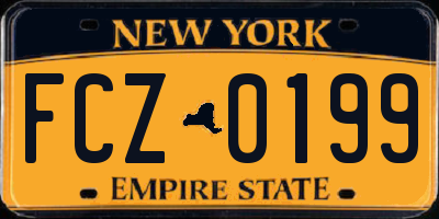 NY license plate FCZ0199