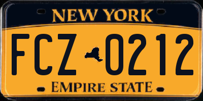 NY license plate FCZ0212
