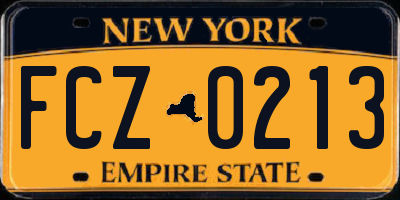 NY license plate FCZ0213