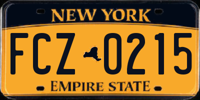 NY license plate FCZ0215