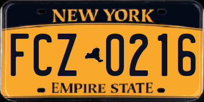NY license plate FCZ0216