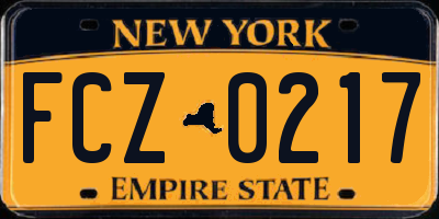 NY license plate FCZ0217