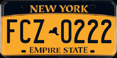 NY license plate FCZ0222