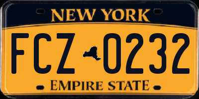 NY license plate FCZ0232