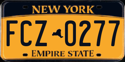 NY license plate FCZ0277