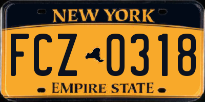 NY license plate FCZ0318