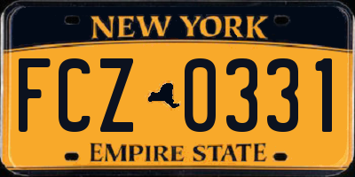 NY license plate FCZ0331