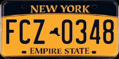 NY license plate FCZ0348