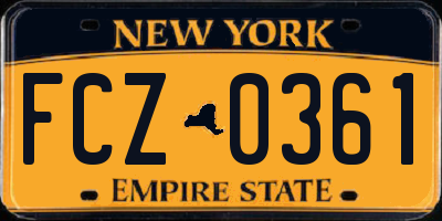 NY license plate FCZ0361