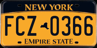 NY license plate FCZ0366