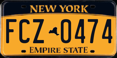 NY license plate FCZ0474