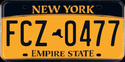 NY license plate FCZ0477