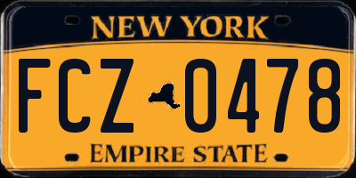 NY license plate FCZ0478