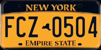 NY license plate FCZ0504