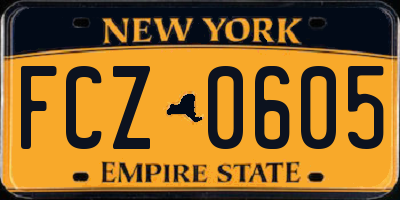 NY license plate FCZ0605