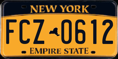 NY license plate FCZ0612