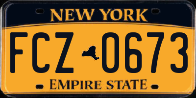 NY license plate FCZ0673