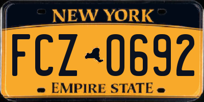 NY license plate FCZ0692