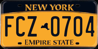 NY license plate FCZ0704