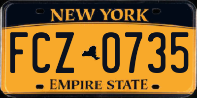 NY license plate FCZ0735