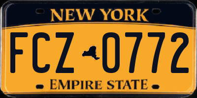 NY license plate FCZ0772