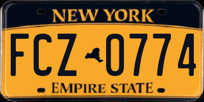 NY license plate FCZ0774