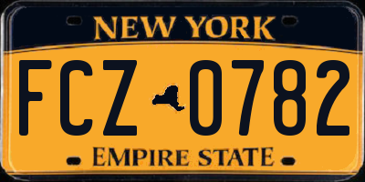 NY license plate FCZ0782