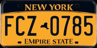 NY license plate FCZ0785